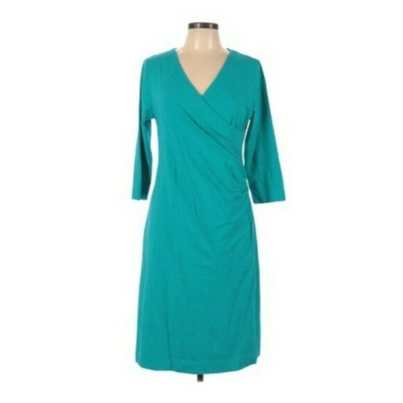 NEW Soft Surroundings Where Anywhere Faux Wrap Ruched Side Midi Dress S Petite - Picture 2 of 3